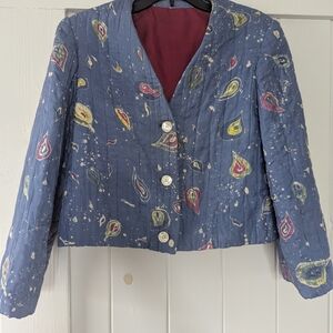 Women's Blue Patterned Jacket